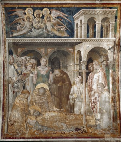Fresco van het leven van Sint Martinus. De dood van Sint Martinus door Simone Martini