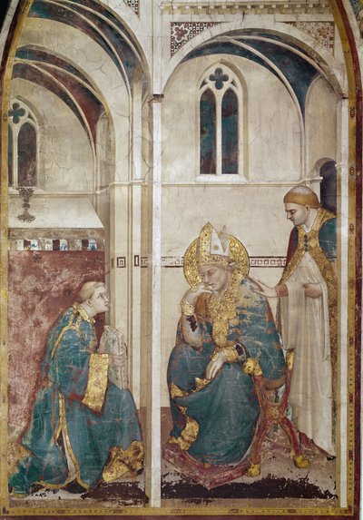 Leven van Sint Martinus van Tours (316-397): Sint Martinus in meditatie door Simone Martini