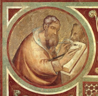 Maesta: St. Marcus met de Leeuw (detail) door Simone Martini