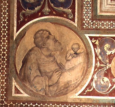Maesta: St. Matteüs en de engel (detail) door Simone Martini