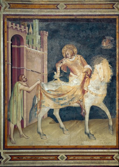 Sint Maarten deelt zijn mantel met een bedelaar door Simone Martini