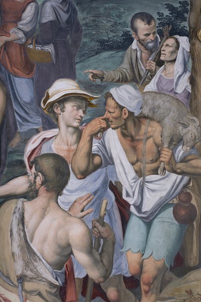 Aanbidding van de herders, 1578-82 (detail) door Simone Veneziano Peterzano
