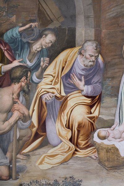 Aanbidding van de herders, 1578-82 (detail) door Simone Veneziano Peterzano