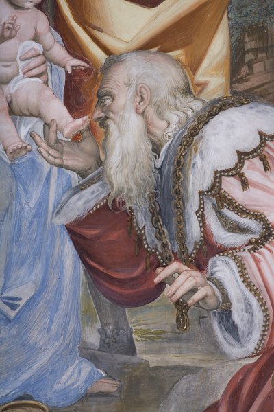 De aanbidding der wijzen, Presbitery, 1578-82 (detail) door Simone Veneziano Peterzano