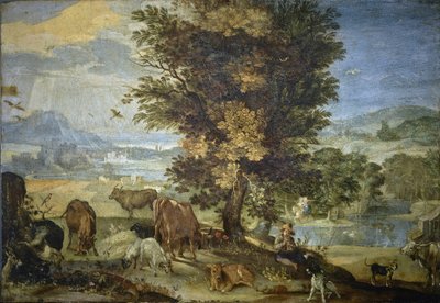 Landschap met herder en dieren door Sinibaldo Scorza