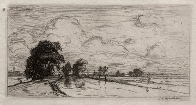 Overstroomd landschap met bomen door Sion Longley Wenban