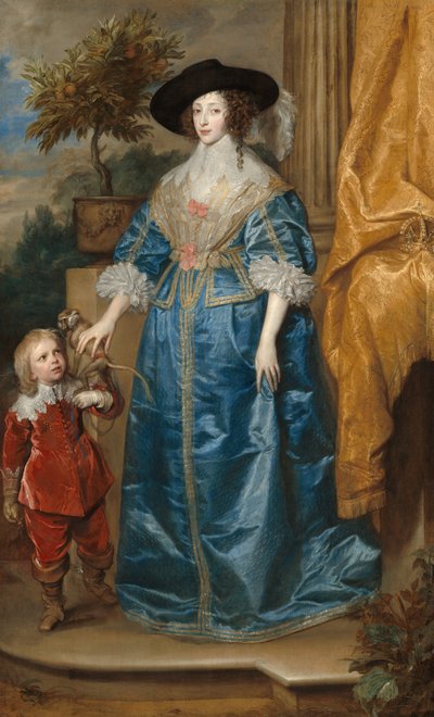 Koningin Henrietta Maria met Sir Jeffrey Hudson door Sir Anthony van Dyck