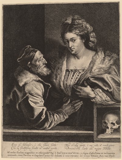 Titiaan en zijn minnares door Sir Anthony van Dyck and Lucas Emil Vorsterman after Titian