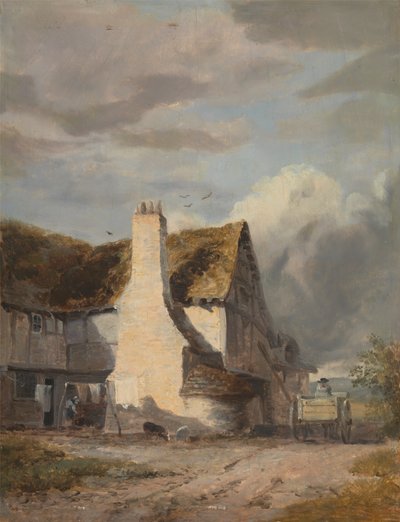 Huisje bij een landweg door Sir Augustus Wall Callcott