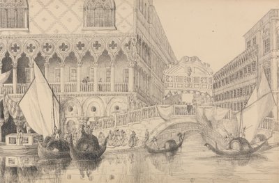 Album van 30 uitzichten in Tirol en Italië: De Brug der Zuchten en een deel van het Dogenpaleis 10 nov. 1840 door Sir Charles D
