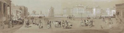 Regeringsgebouw vanuit de bibliotheek van St. Andrew - Calcutta door Sir Charles D