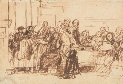 Schets voor "Het voorlezen van het testament" door Sir David Wilkie