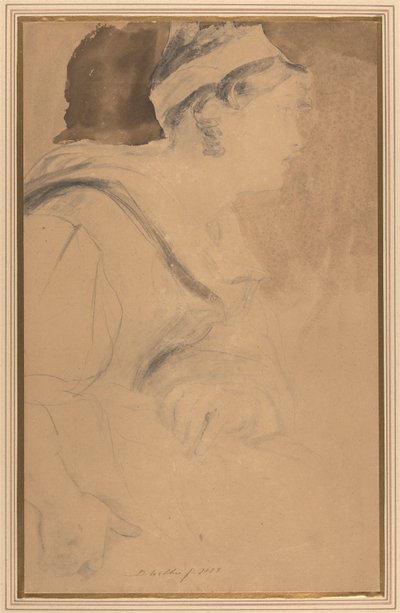 Studie van een meisje voor "Mary, Queen of Scots, ontsnapt uit Loch Leven Castle" door Sir David Wilkie