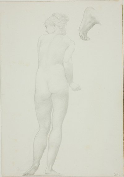 Achteraanzicht van Staande Naakte Vrouw en Schets van een Voet door Sir Edward Burne Jones