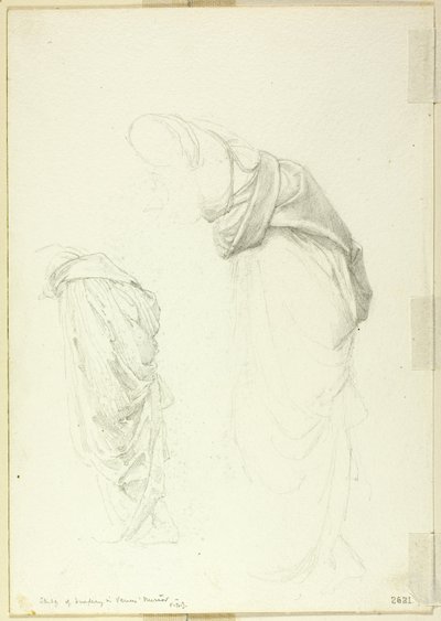 Draperie, twee studies voor De Spiegel van Venus door Sir Edward Burne Jones