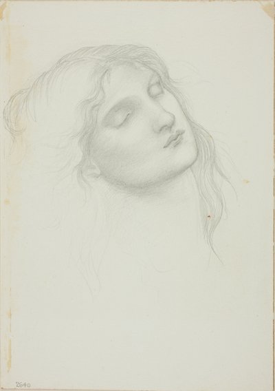 Hoofd van een vrouw met gesloten ogen door Sir Edward Burne Jones