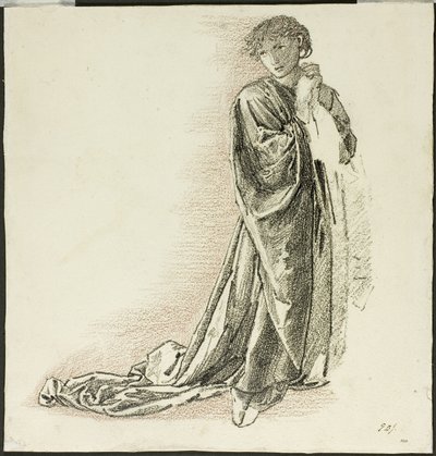 Knielende gedrapeerde figuur door Sir Edward Burne Jones