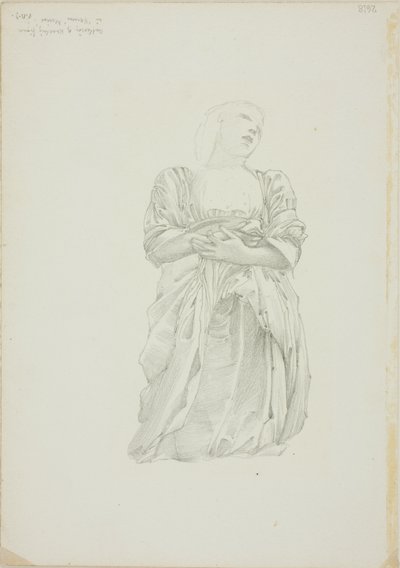 Reflectie van knielende vrouwelijke figuur, studie voor De Spiegel van Venus door Sir Edward Burne Jones