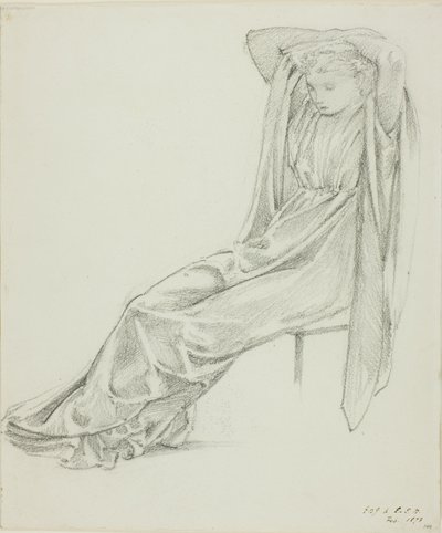 Zittende vrouwelijke figuur door Sir Edward Burne Jones