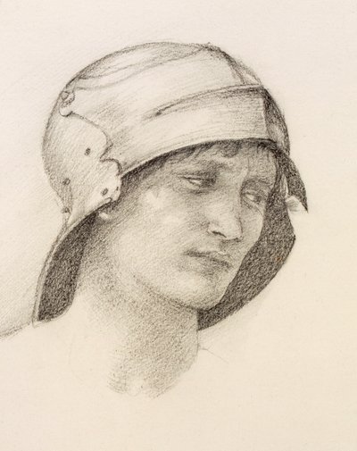 Vrouw met Hoed, detail uit een schetsboek, ca. 1880s door Sir Edward Burne Jones