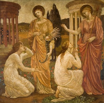 Cupido en Psyche - Palace Green Muurschilderingen - Psyche bij de Heiligdommen van Juno en Ceres door Sir Edward Coley Burne Jones