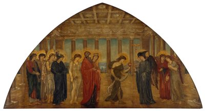 Cupido en Psyche - Palace Green Muurschilderingen - Psyche betreedt de poorten van Olympus door Sir Edward Coley Burne Jones