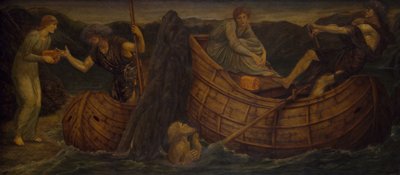 Cupido en Psyche - Palace Green Muurschilderingen - Psyche geeft de Munt aan de Veerman van de Styx, 1881 door Sir Edward Coley Burne Jones