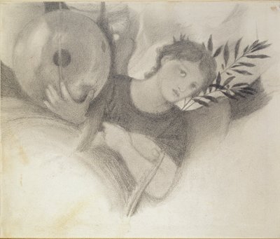 Studie voor een hoofd in De dagen van de schepping, ca. 1871-1875 door Sir Edward Coley Burne Jones