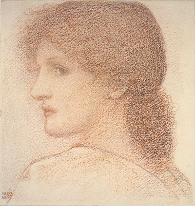 Studie van een vrouwenhoofd, naar links gedraaid door Sir Edward Coley Burne Jones