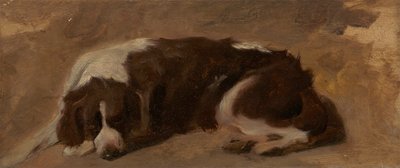 Een spaniël liggend door Sir Edwin Henry Landseer
