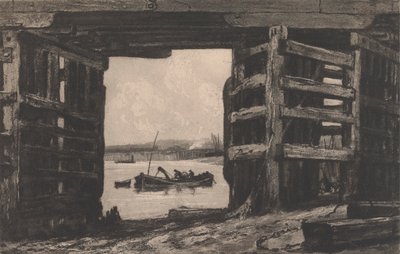 Een Span van de Oude Battersea Brug door Sir Frank Short