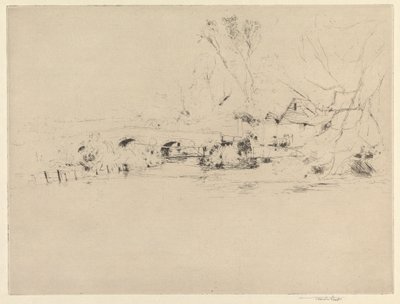Oude Molen aan de Wandle, bij Mitcham door Sir Frank Short
