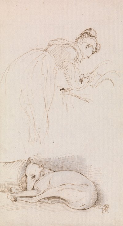 Studies van vrouw en windhond door Sir George Hayter