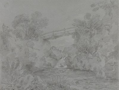 Brug over vijver bij Llanrwst door Sir George Howland Beaumont seventh Baronet