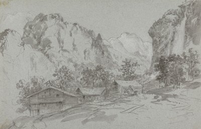 Vanuit het raam van de herberg in Lauterbraun door Sir George Howland Beaumont seventh Baronet