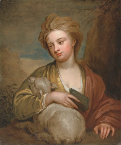 Portret van een vrouw als St. Agnes, traditioneel geïdentificeerd als Catherine Voss door Sir Godfrey Kneller