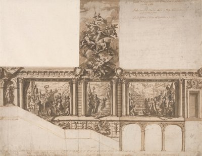 Ontwerp voor Plafond, Muren en Trap door Sir James Thornhill