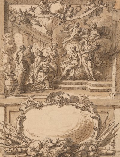 Ontwerp voor een wandpaneel door Sir James Thornhill