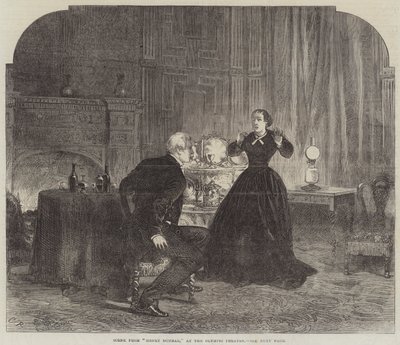 Scène uit Henry Dunbar, in het Olympic Theatre door Sir John Charles Robinson