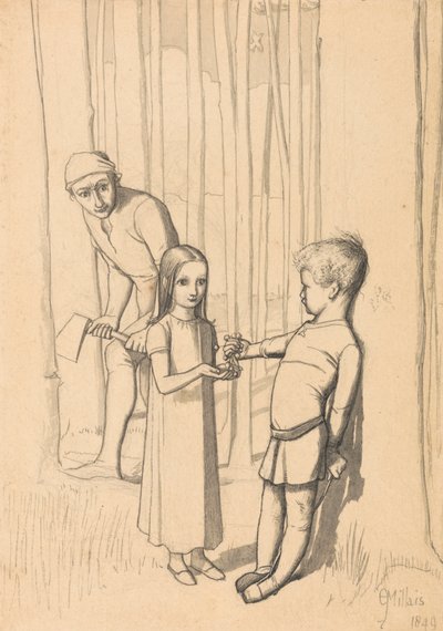 Studie voor De dochter van de houthakker door Sir John Everett Millais