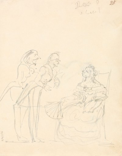Twee Heren Praten met een Zittende Dame door Sir John Everett Millais