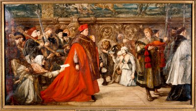 Kardinaal Wolsey, Kanselier van Engeland, op zijn Weg naar Westminster Hall door Sir John Gilbert