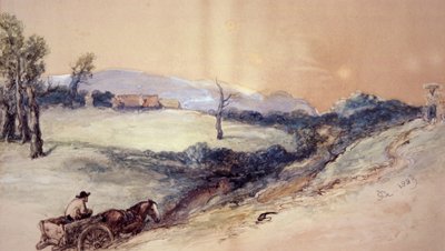 Landschap met Paard en Kar, 1883 door Sir John Gilbert