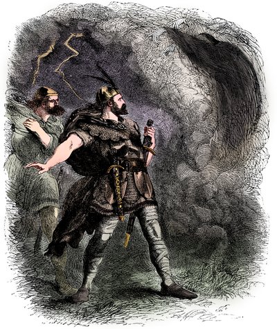 Macbeth en Banquo ontmoeten de drie heksen, 1858 door Sir John Gilbert
