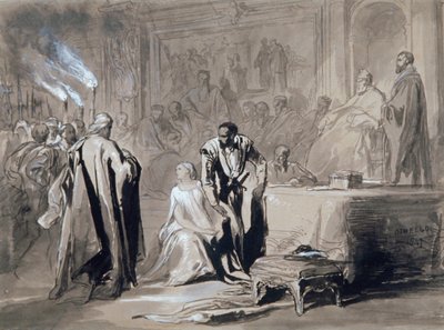 Othello en Desdemona voor de Senaat, 1847 door Sir John Gilbert