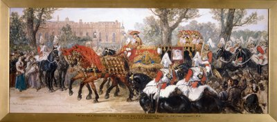 Koninklijke processie van de koets van de Prins en Prinses van Wales, Londen door Sir John Gilbert