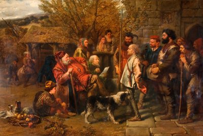 Sir John Falstaff Beoordeelt Zijn Haveloze Regiment door Sir John Gilbert