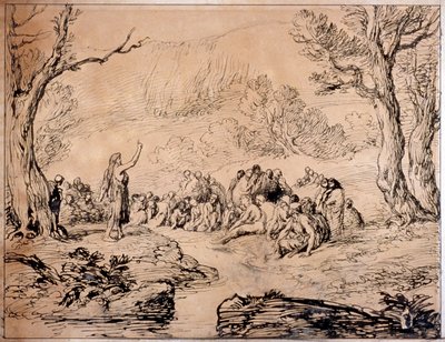 Johannes predikend in de wildernis, 1883 door Sir John Gilbert