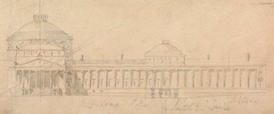 Schets van een halve gevel voor een koninklijk paleis, Hyde Park, Londen door Sir John Soane