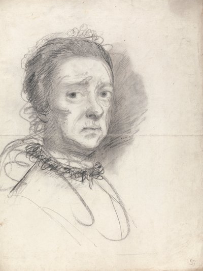 Hoofd van een oudere dame; studies van Raphael
